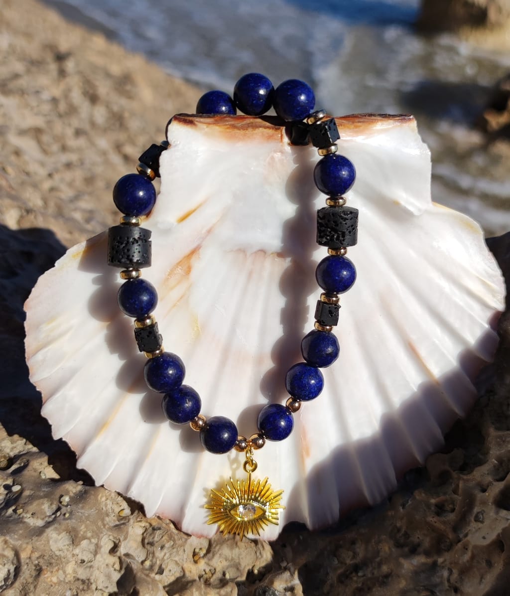 Bracelet Lapis Lazuli & Pierre de Lave