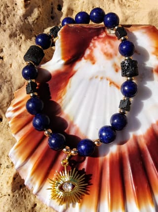 Bracelet Lapis Lazuli & Pierre de Lave - 4