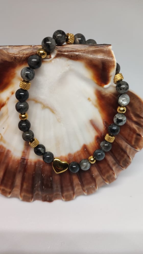 Bracelet Labradorite & Cœur Doré