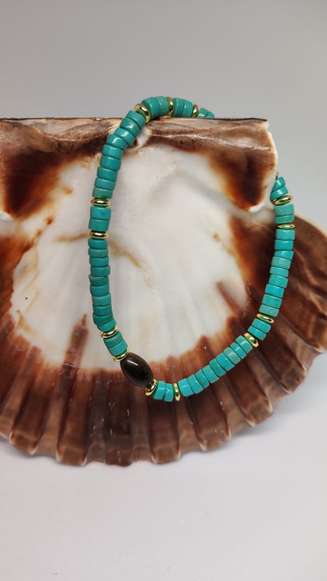 Bracelet en Turquoise & Œil de Tigre