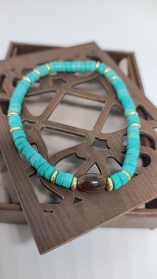 Bracelet en Turquoise & Œil de Tigre - 4