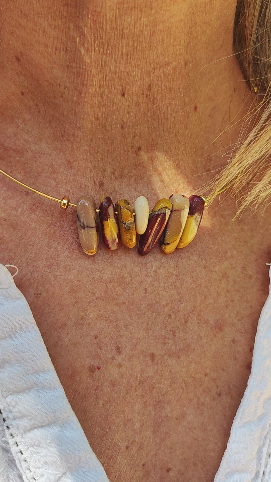 Ras de cou en Jaspe Mokaïte & Bracelet assorti - 3