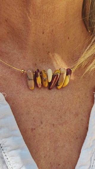 Ras de cou en Jaspe Mokaïte & Bracelet assorti - 3