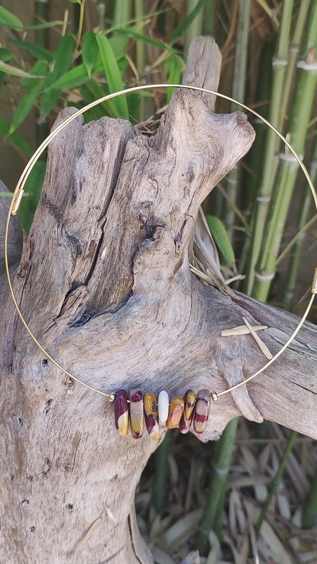 Ras de cou en Jaspe Mokaïte & Bracelet assorti - 5