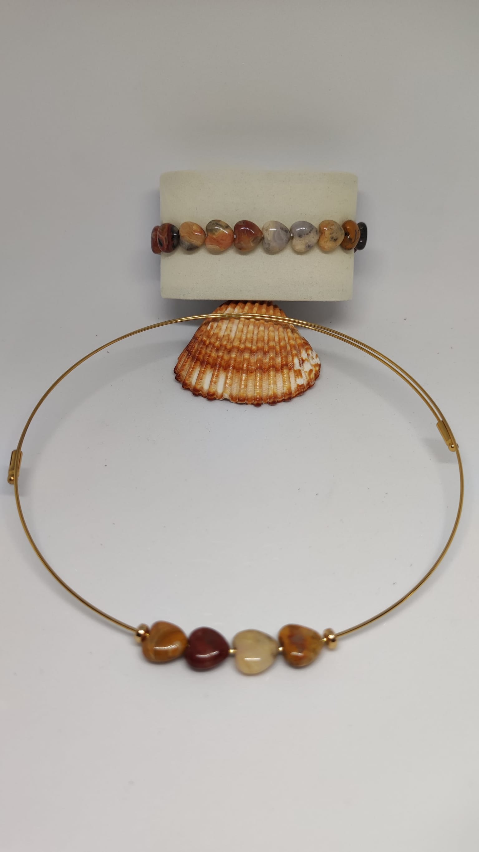 Ensemble Ras de cou & Bracelet en Agate Dentelle