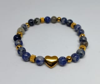 Bracelet Sodalite & Cœur Doré - 4