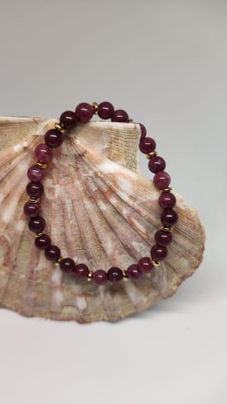 Bracelet Lépidolite avec accents dorés - 1