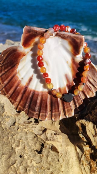 Bracelet Cornaline avec petit cœur - 1